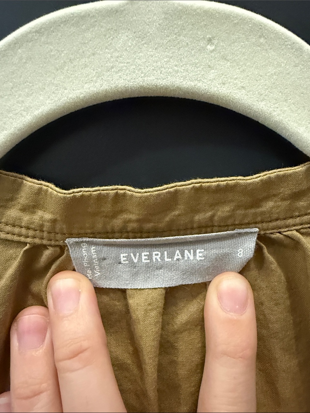 Everlane Puff-Sleeve Split-Neck Top in Camel Brown - Picture 2 of 6